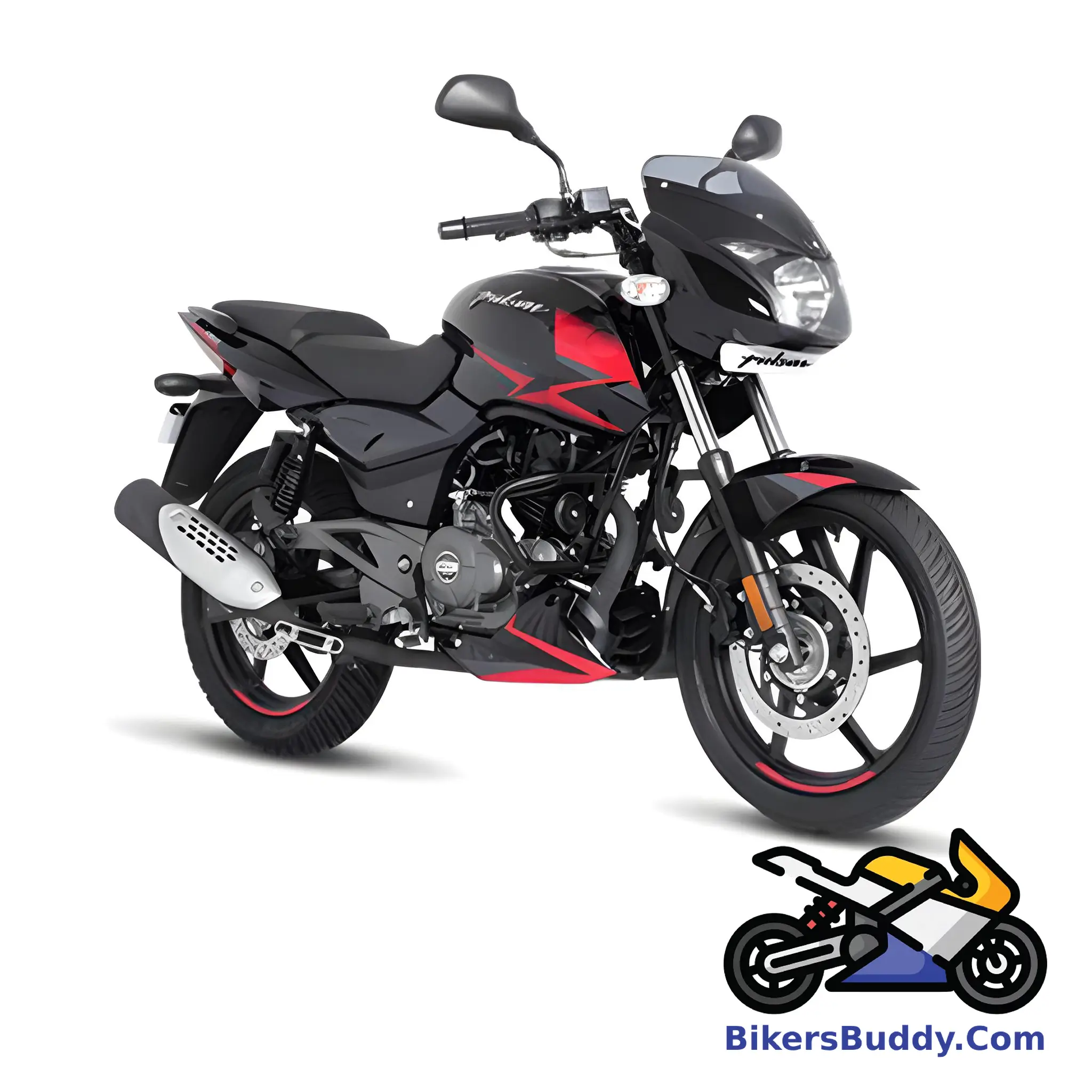 Black and Red Bajaj Pulsar 150 Twin Disc